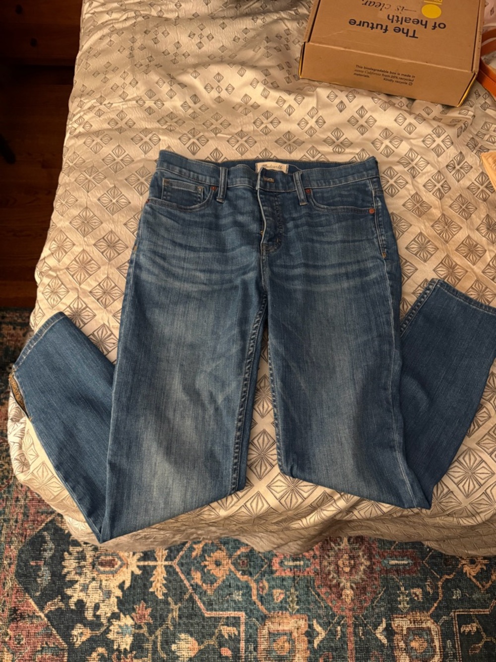 Madewell 9" High Rise Skinny Jeans Mid Wash Side Slit Ankle size 30